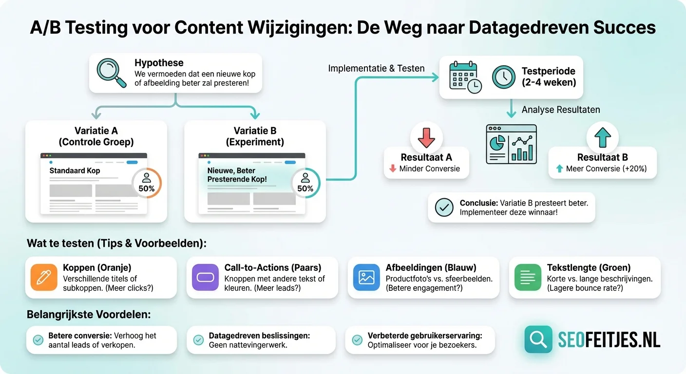 Infographic over: A/B testing voor content wijzigingen