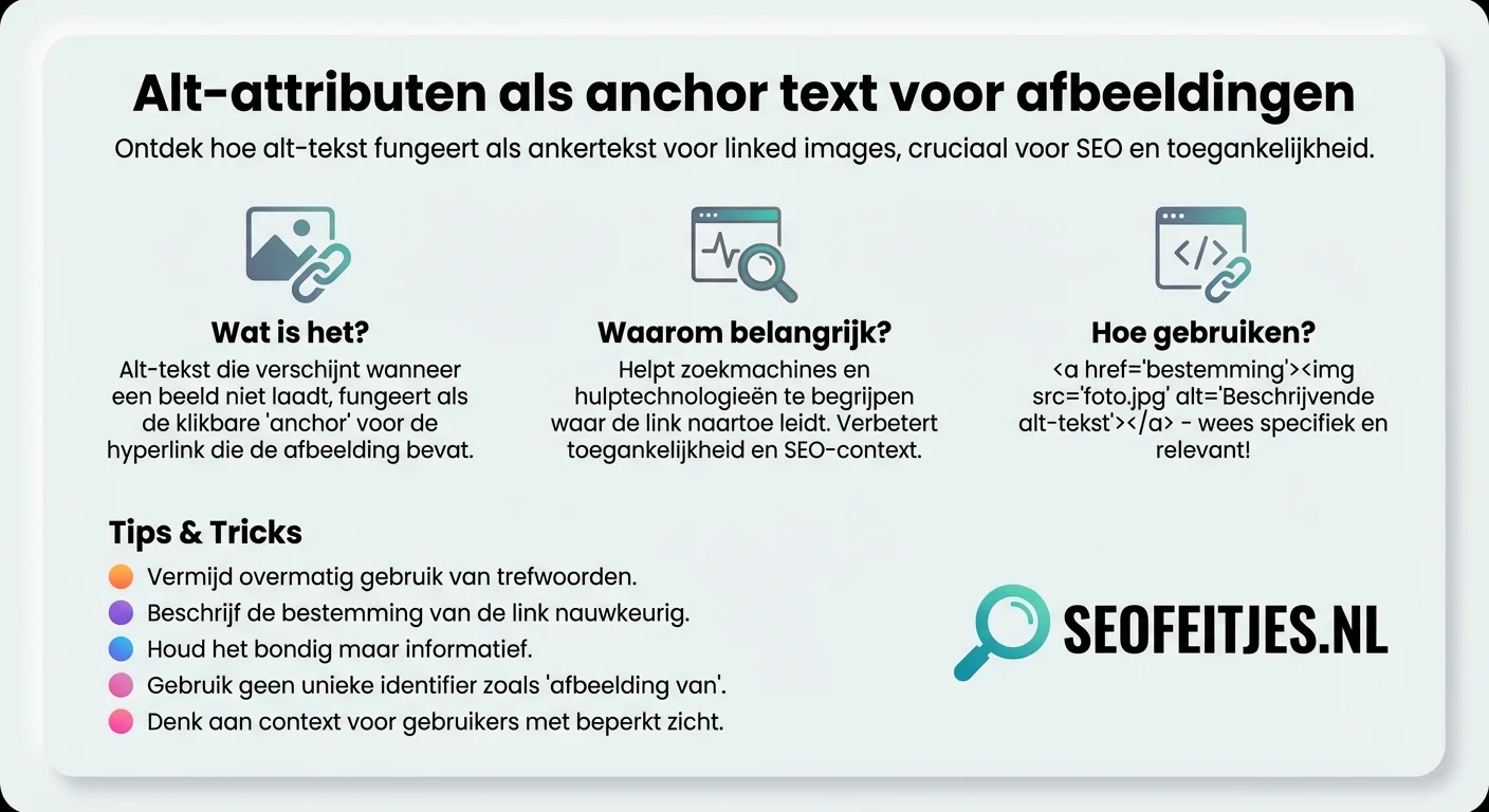 Infographic over: Alt-attributen als anchor text voor afbeeldingen