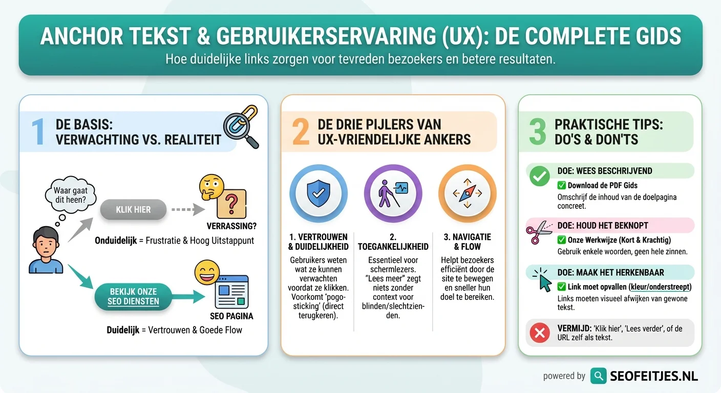 Infographic over: Anchor text en gebruikerservaring (UX)