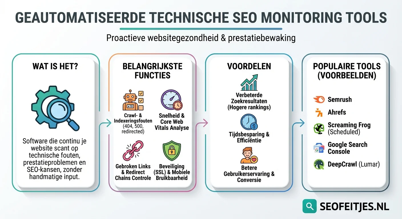 Infographic over: Automated technical SEO monitoring tools