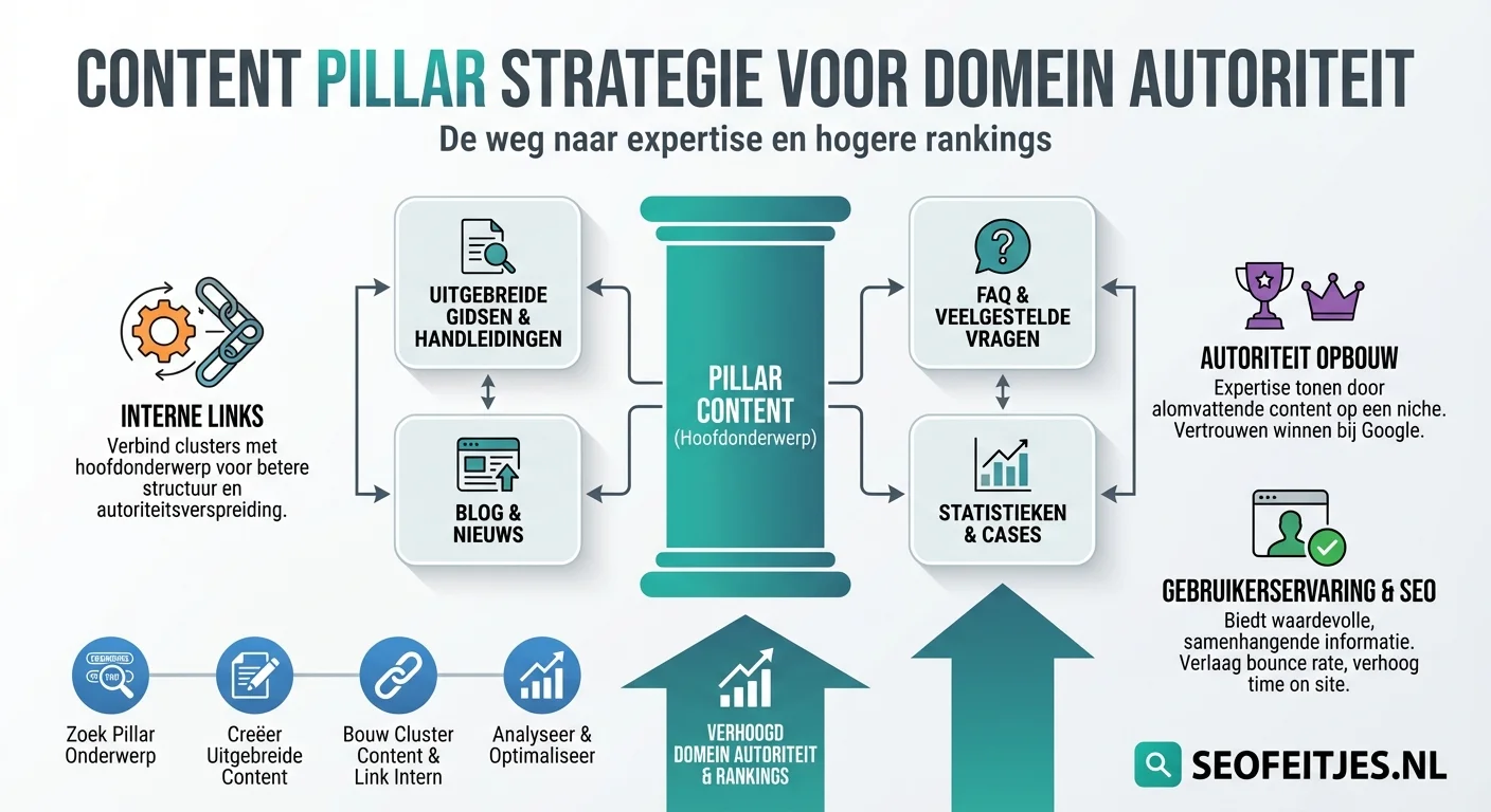 Infographic over: Content pillar strategie voor domein autoriteit