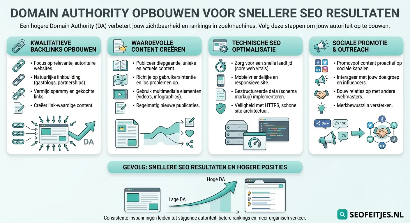 Infographic over: Domain authority opbouwen voor snellere SEO resultaten