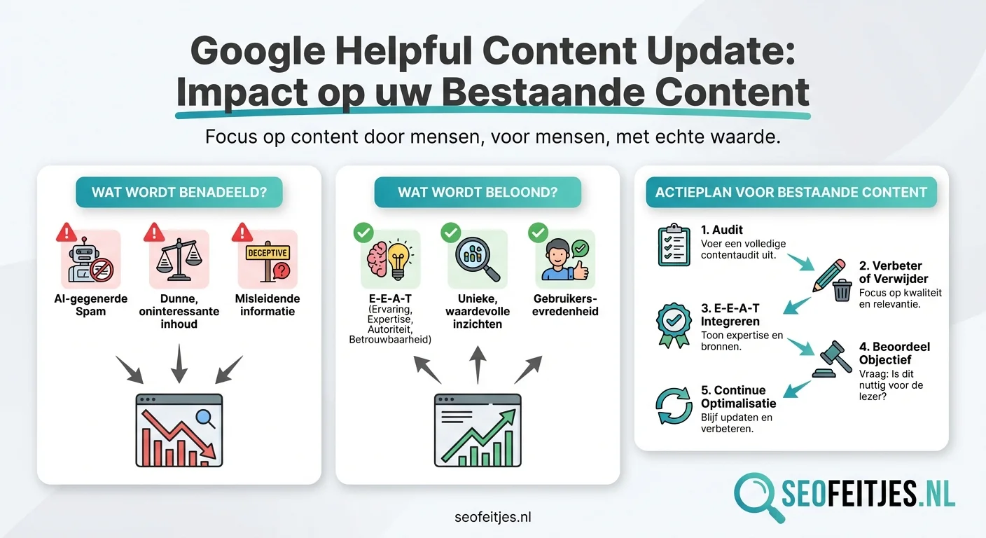Infographic over: Google Helpful Content Update impact op bestaande content