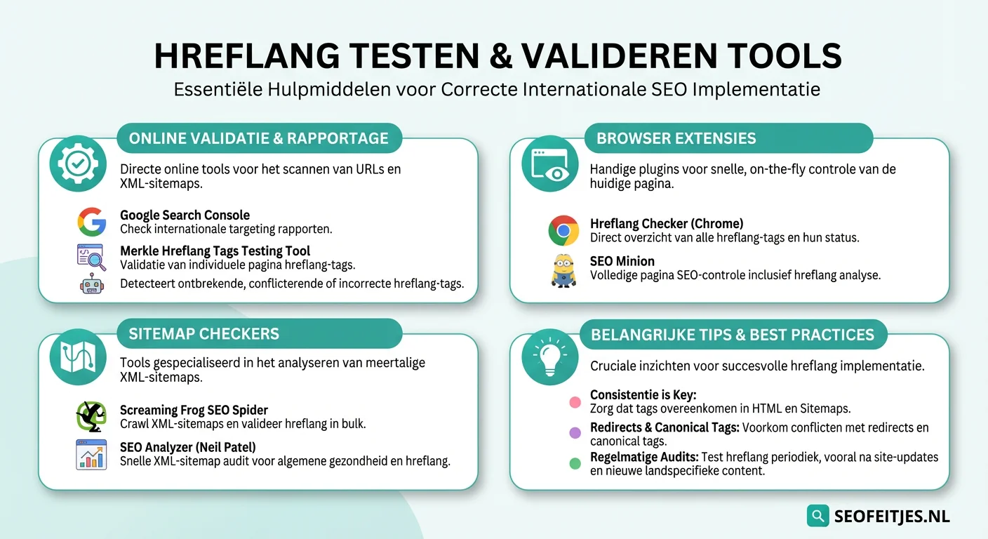 Infographic over: hreflang testen en valideren tools