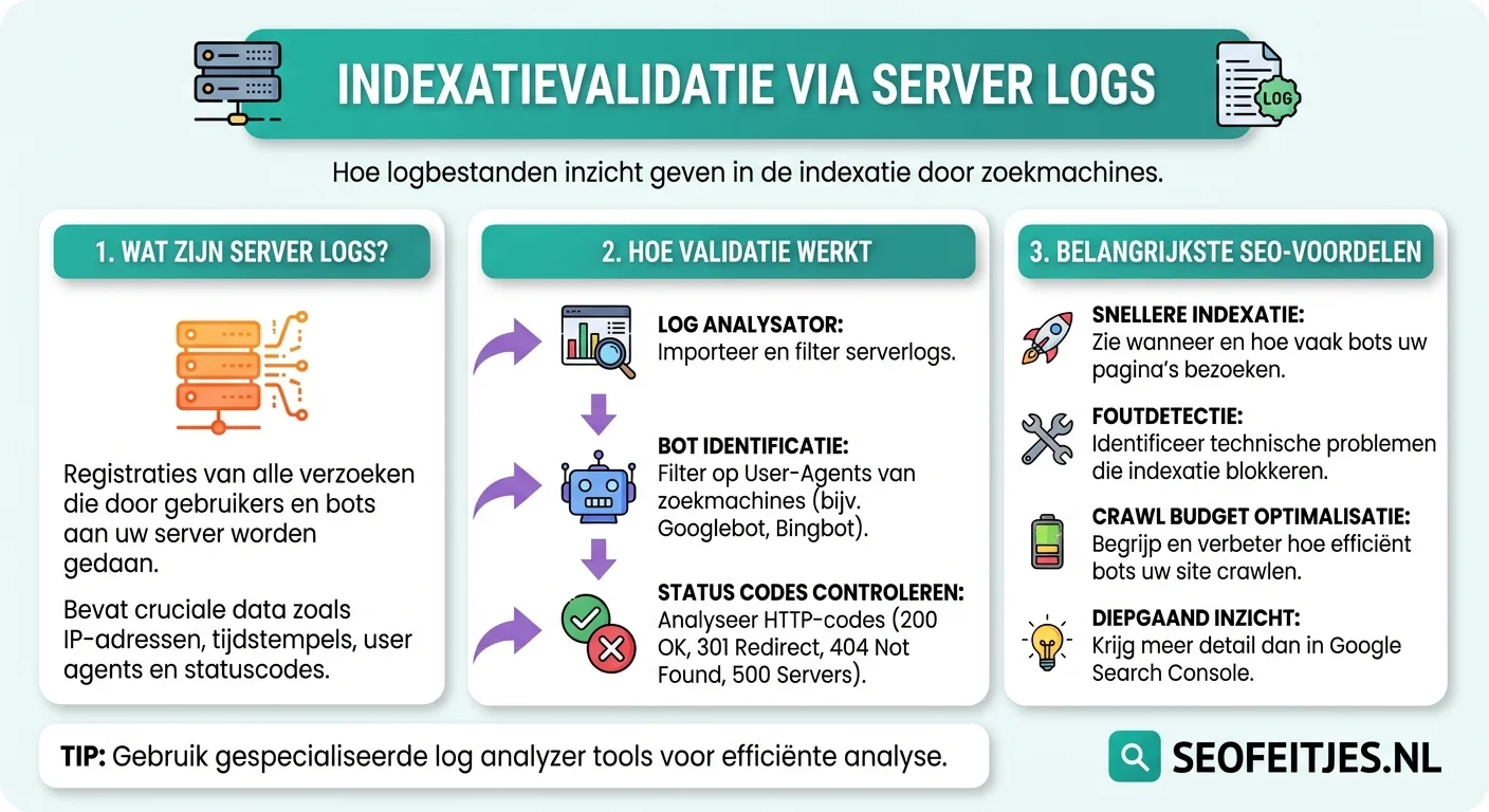 Infographic over: Indexatievalidatie via server logs