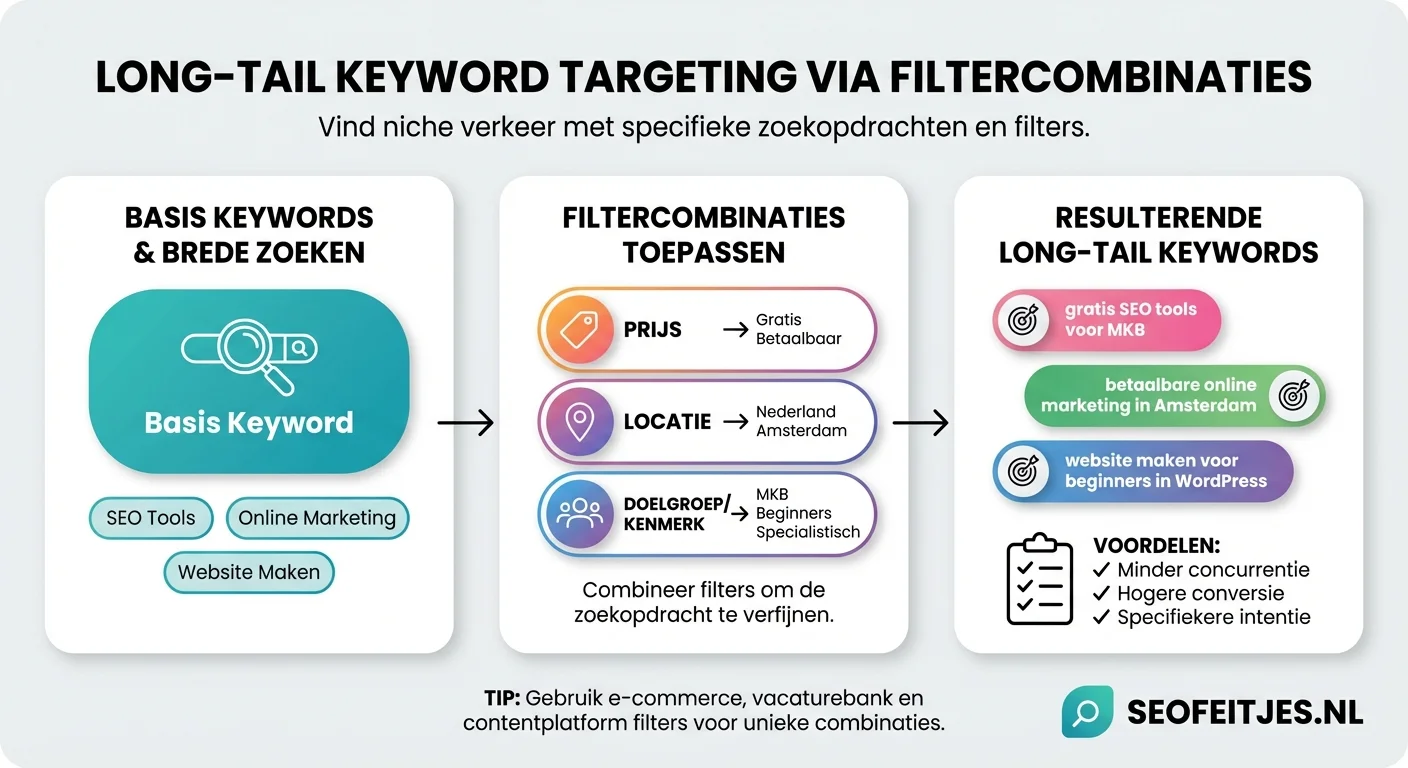 Infographic over: Long-tail keyword targeting via filtercombinaties