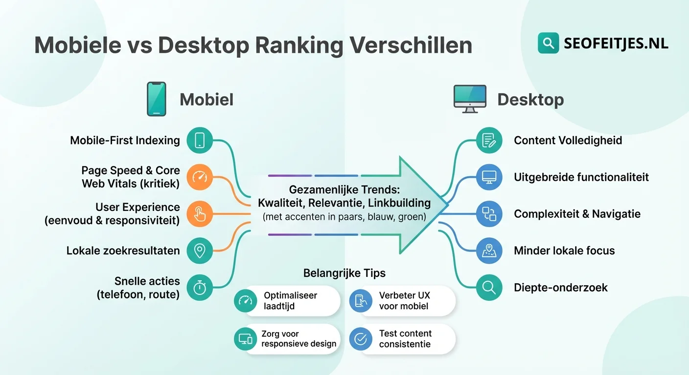 Infographic over: Mobiele vs desktop ranking verschillen
