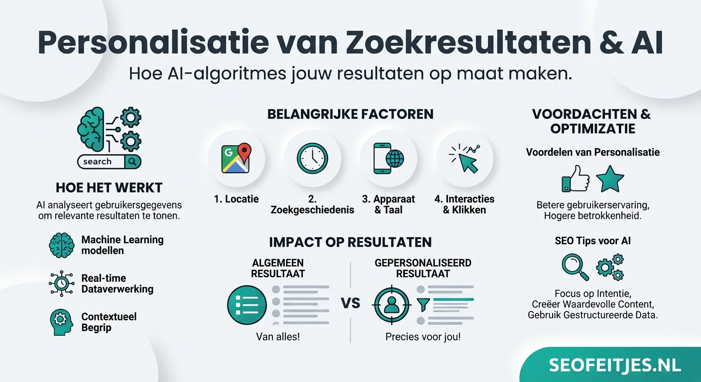Infographic over: Personalisatie van zoekresultaten door AI-algoritmes