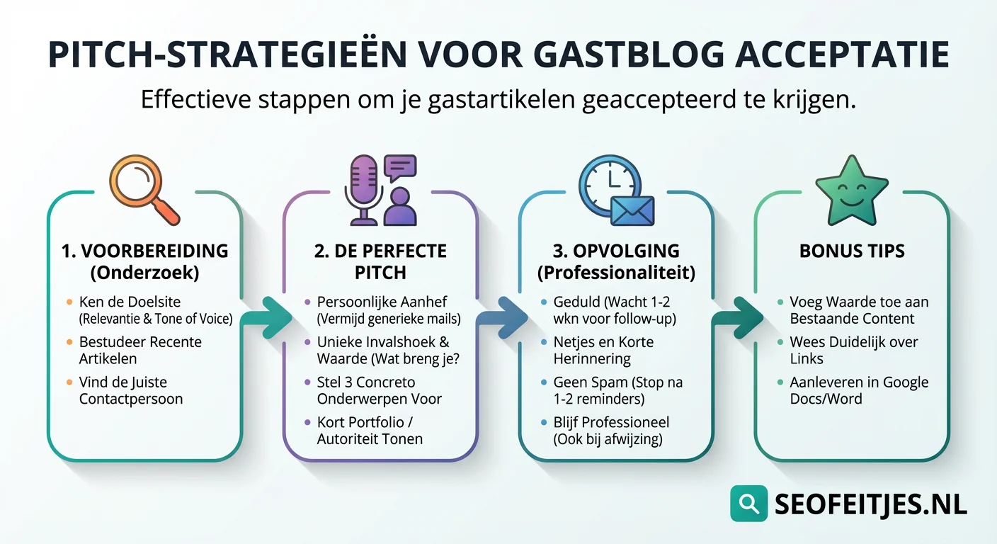 Infographic over: Pitch-strategieën voor gastblog acceptatie