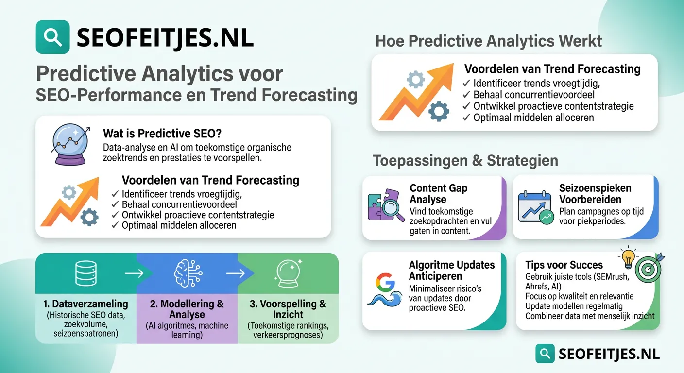 Infographic over: Predictive analytics voor SEO-performance en trend forecasting