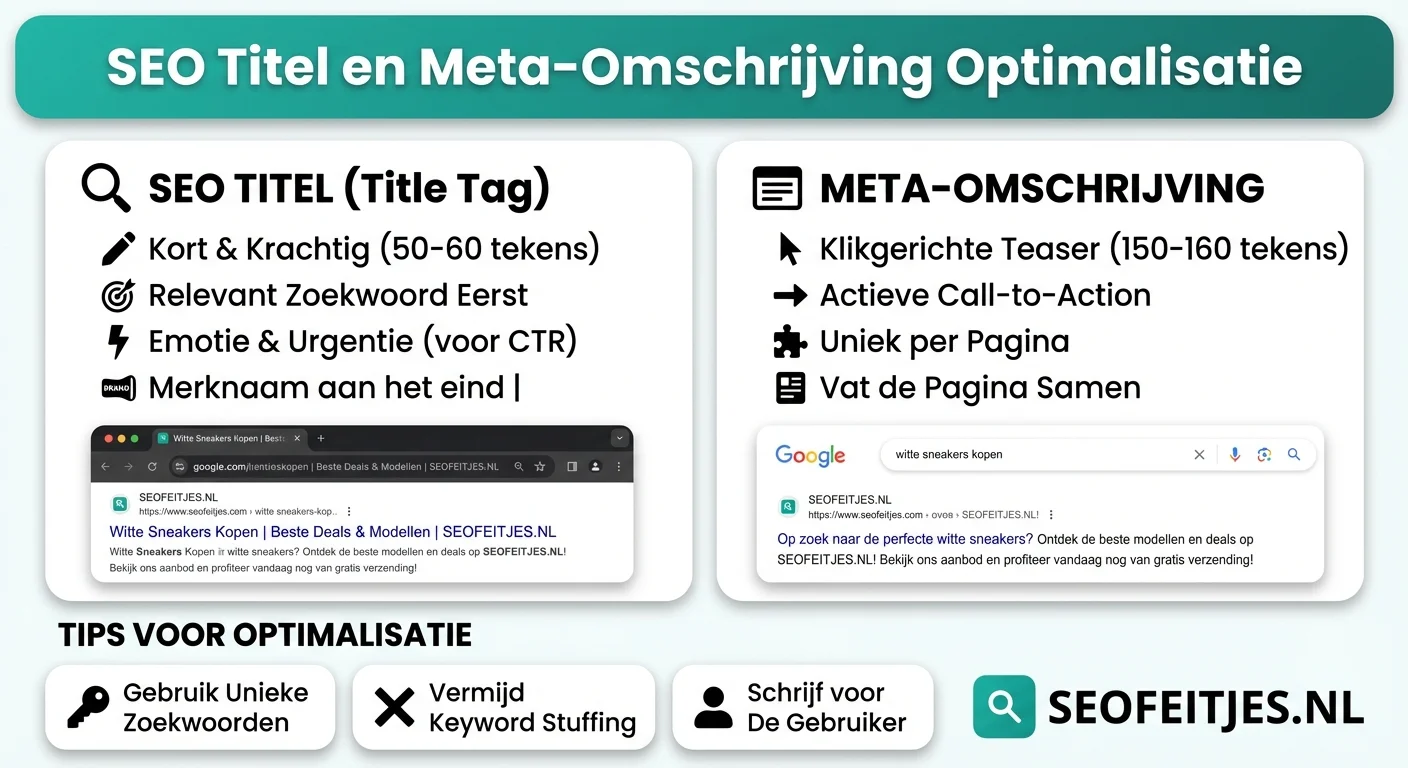 Infographic over: SEO titel en meta-omschrijving optimalisatie