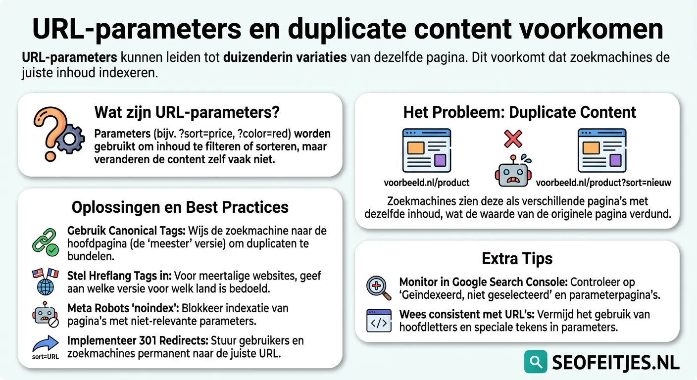 Infographic over: URL-parameters en duplicate content voorkomen